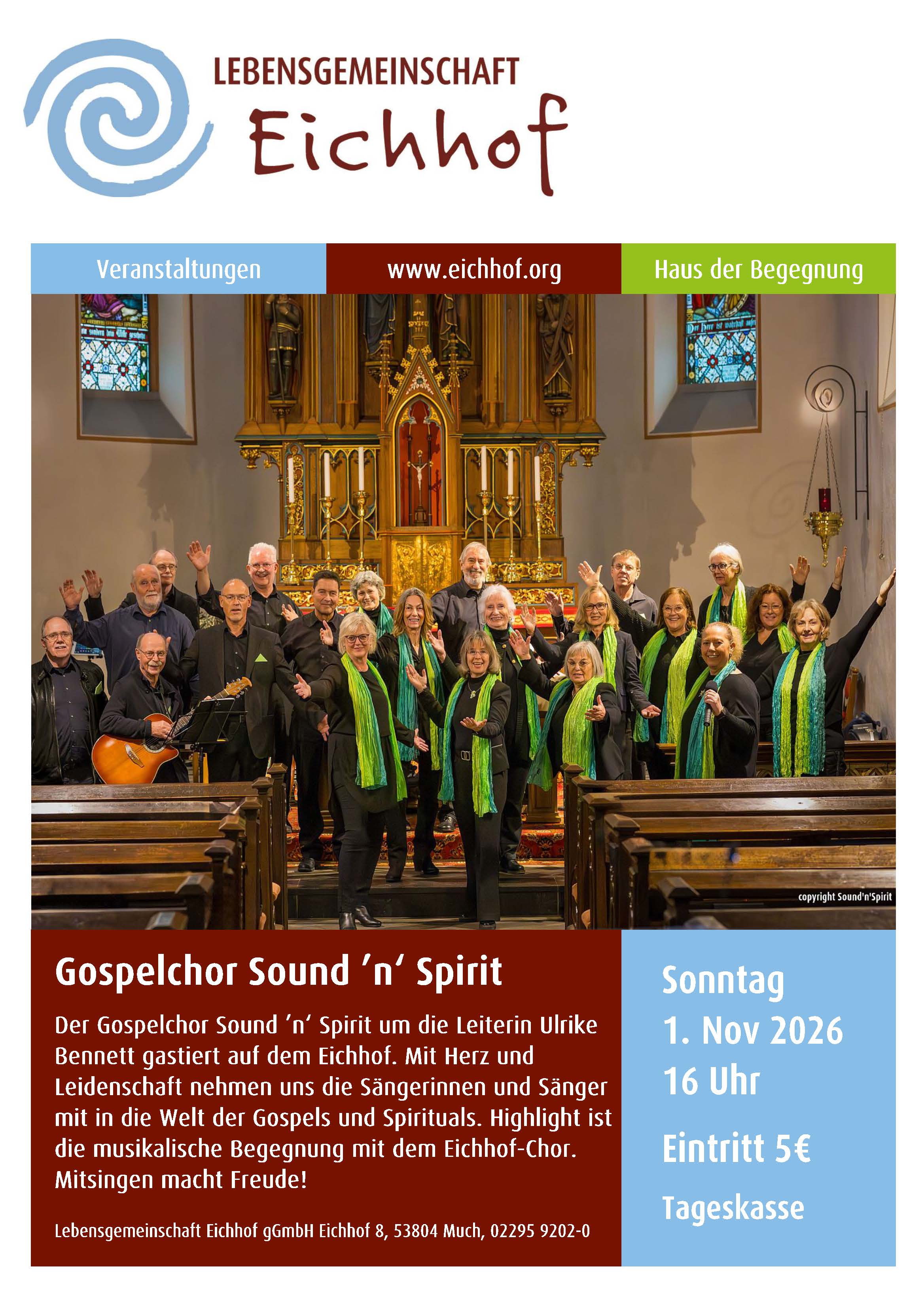 Plakat für das Konzert im Eichhof im November 2026
